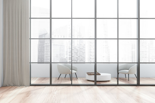 全景白色房间，大阳台图片下载