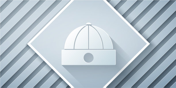 剪纸中国帽子图标孤立在灰色图片下载