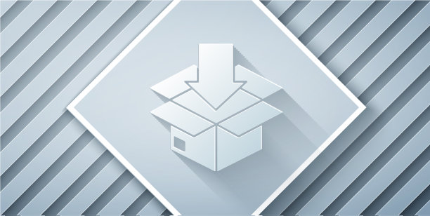 剪纸纸板盒与交通标志图标图片下载