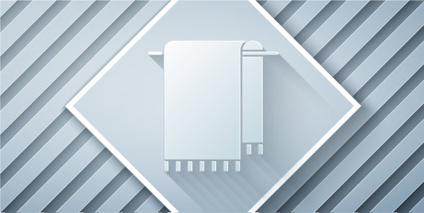 剪纸毛巾上的衣架图标孤立在灰色图片下载