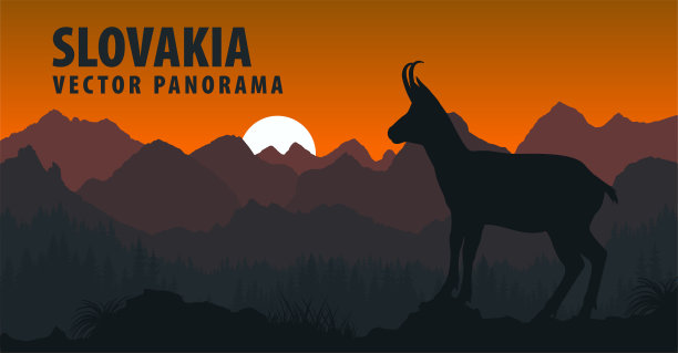 斯洛伐克与岩羚羊的矢量全景图图片下载