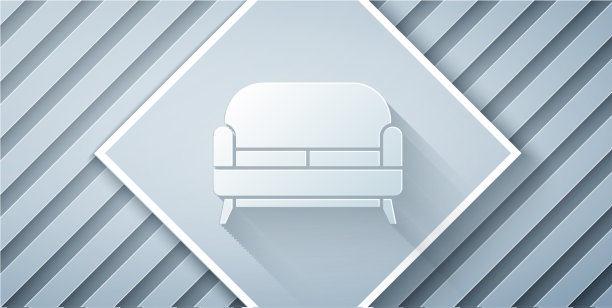 剪纸沙发图标孤立在灰色背景图片下载
