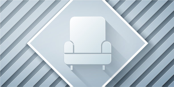 剪纸扶手椅图标孤立在灰色图片下载