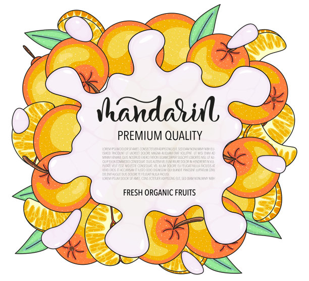 模板与牛奶blob和桔子。产品信息和文字。图片下载