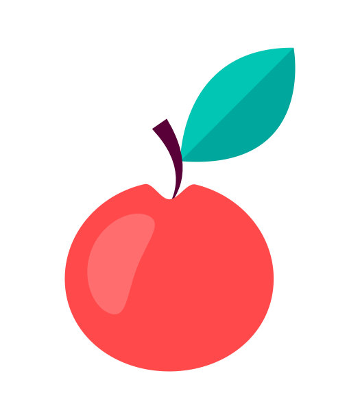 红熟苹果与绿叶矢量插图图片下载