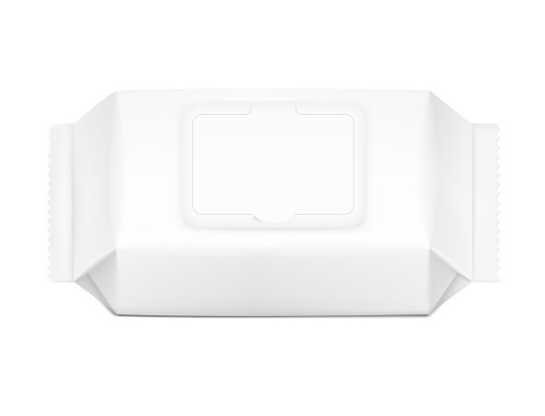 湿纸巾流包隔离在白色背景上。图片下载