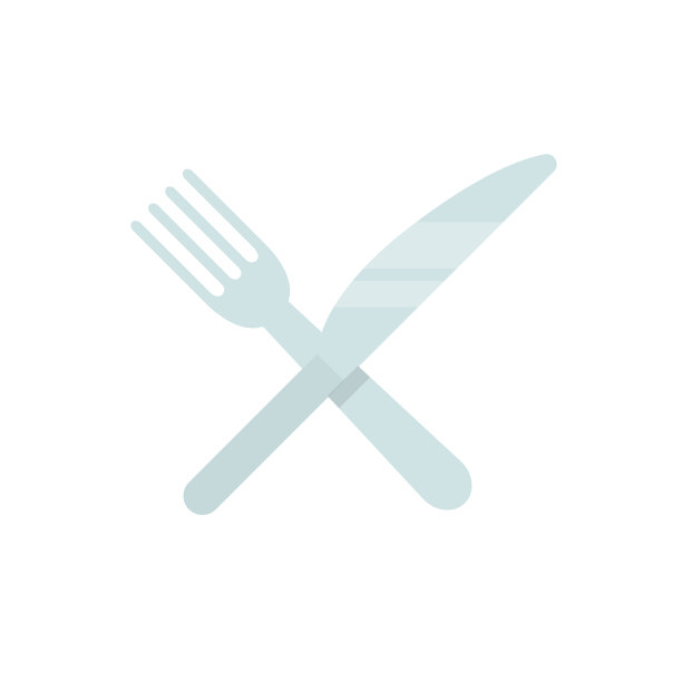 叉和刀平，叉刀和盘子图标，矢量插图孤立在白色背景图片下载