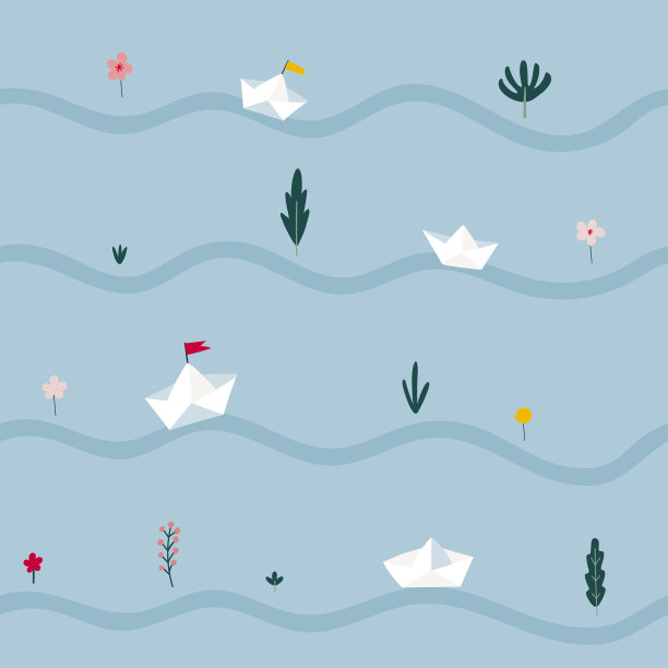 纸船折纸无缝图案图片下载