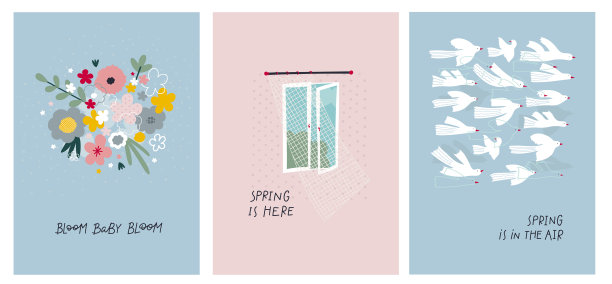 开窗春鸟明信片集图片下载