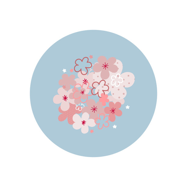 花花圆图标贴纸图片下载