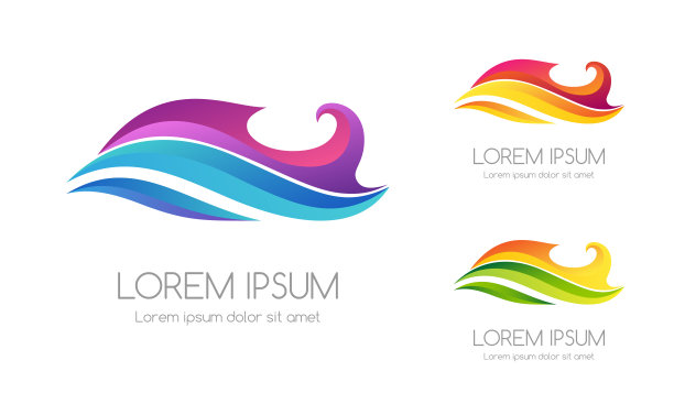 波和鱼是五彩缤纷的象征。设计海洋馆，水族馆或潜水和冲浪的概念向量。图片下载