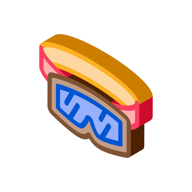 滑雪者保护眼镜等角图标矢量插图图片下载