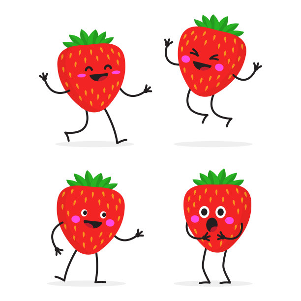 草莓可爱的水果字符集图片下载