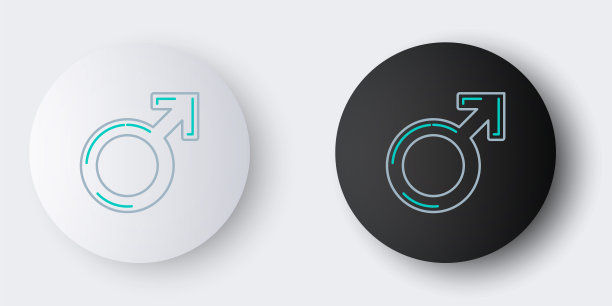 男性性别符号图标孤立在灰色背景上。色彩斑斓的轮廓的概念。向量图片下载