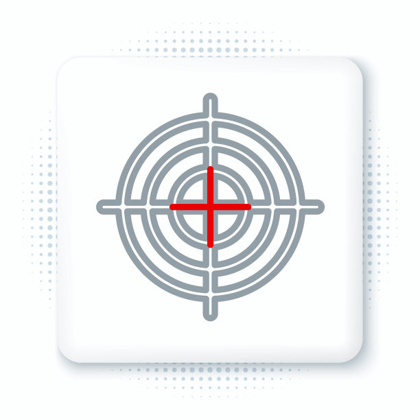 目标运动射击比赛图标孤立在白色背景上。射击靶场或射击的清晰目标。色彩斑斓的轮廓的概念。向量图片下载