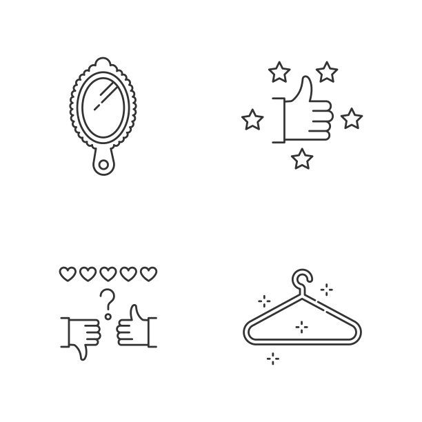 时尚和美丽像素完美的线性图标集。五星推荐。衣柜里的衣服。可自定义细线轮廓符号。孤立矢量大纲插图。可编辑的中风图片下载