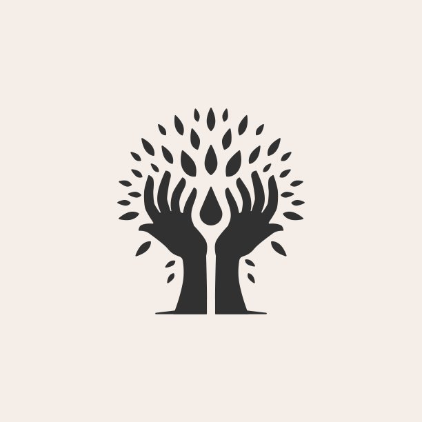 树手自然树叶水滴潮人复古矢量图标插图图片下载