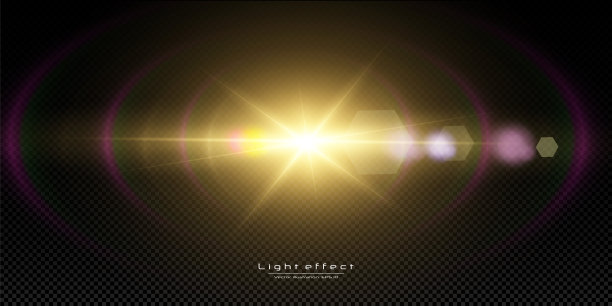 白色发光的光在透明的背景上爆炸。雷。透明的阳光，明亮的闪光。特殊镜头光晕效果。图片下载