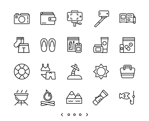 旅行和度假轮廓图标集图片下载