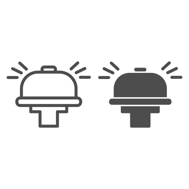 自行车铃线和固体图标，夏季运动概念，自行车报警标志上的白色背景，自行车环图标在轮廓风格的移动概念和网页设计。矢量图形。图片下载