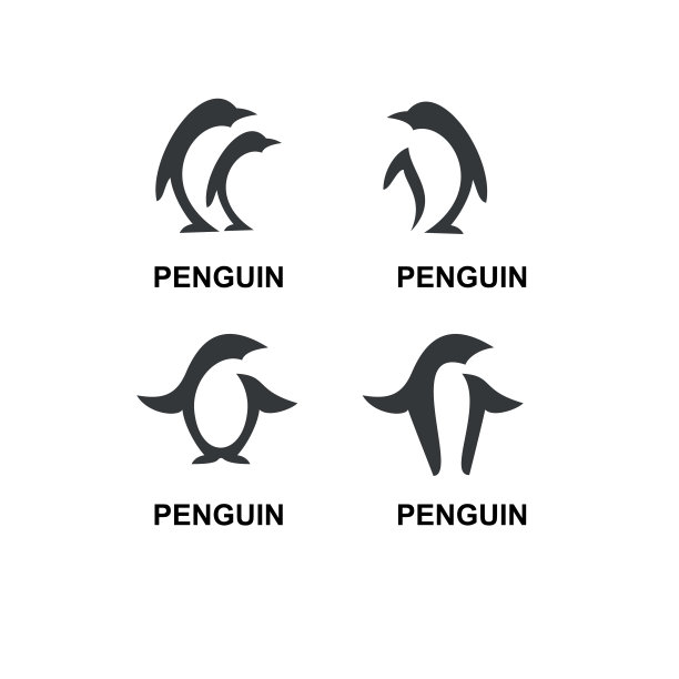 集合企鹅黑色标志图标设计矢量插图图片下载