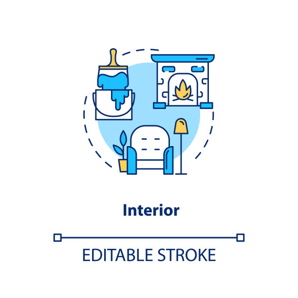室内设计工作室概念图标。家庭和办公室舒适创造想法细线插图。公寓修理车间。矢量隔离轮廓RGB彩色绘图。可编辑的中风图片下载