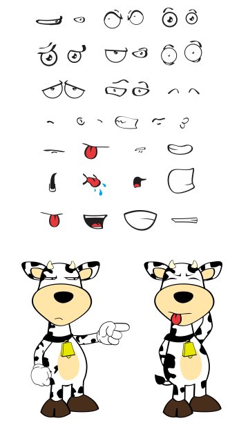 可爱搞笑奶牛卡通表情集合集01图片下载