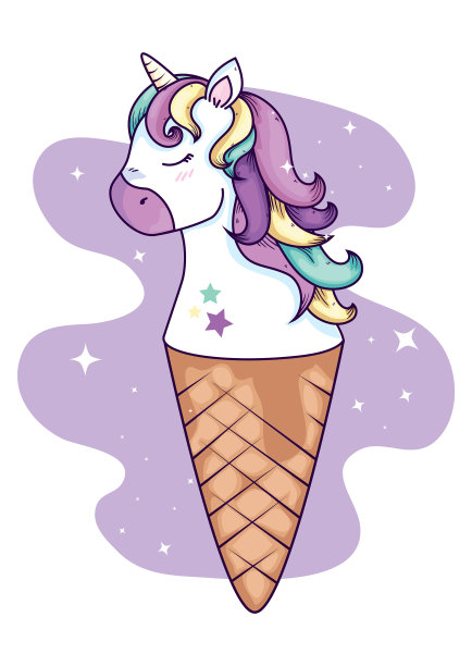 可爱的独角兽冰淇淋图标图片下载