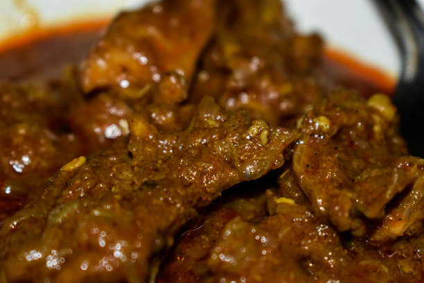 南印度美食喀拉拉邦风味牛肉咖喱/烤。传统的咖喱肉。印度咖喱辣。选择聚焦的照片。图片下载