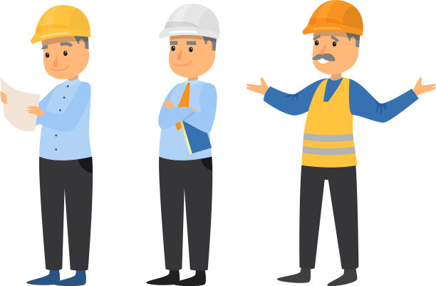 工作中佩戴防护头盔的建筑工人图片下载