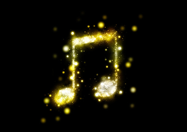 带有金色光芒的抽象音符符号图片下载