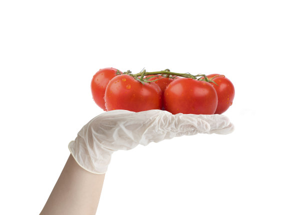 番茄大流行冠状病毒covid-19白手套卫生水果和蔬菜图片下载