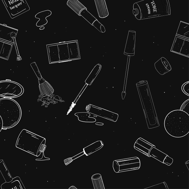 无缝图案与装饰化妆品。图片下载