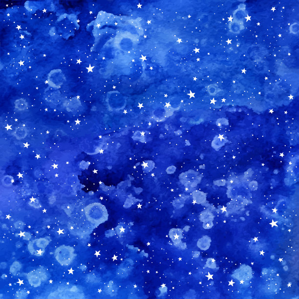 矢量空间插图与星座和星星。手绘蓝色水彩背景图片下载