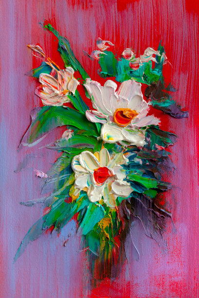 雏菊花油画素材图片