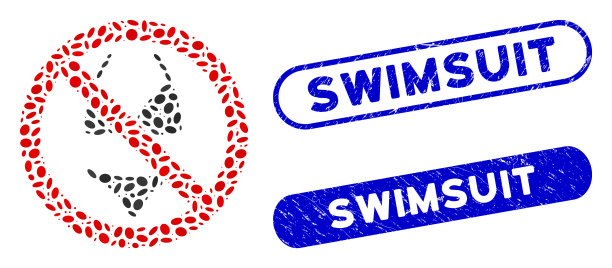 Dot拼贴没有泳衣与划痕泳衣图片下载