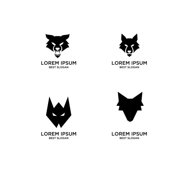 集合狼标志图标设计矢量插图图片下载
