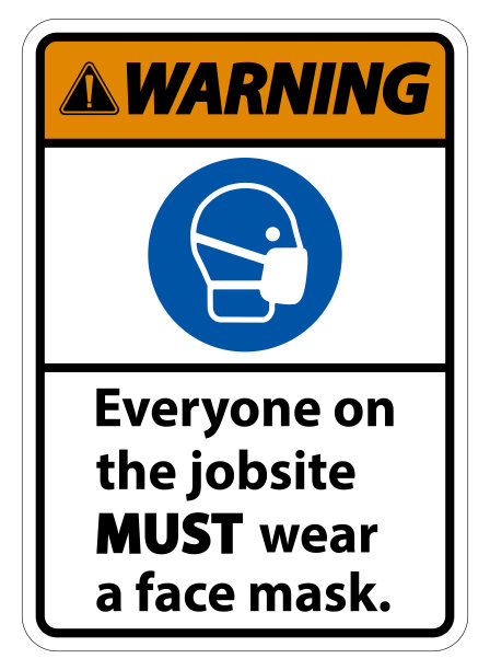 警告:戴口罩标志，白色背景隔离图片下载