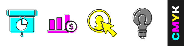 集图形，图表，图表，信息图，饼图信息图和美元，用户的人在商务套装和灯泡与概念的想法图标。向量图片下载