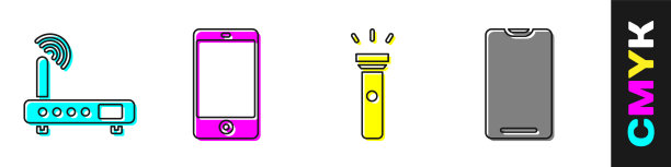 设置路由器和wi-fi信号，智能手机，手机，手电筒和智能手机，手机图标。向量图片下载