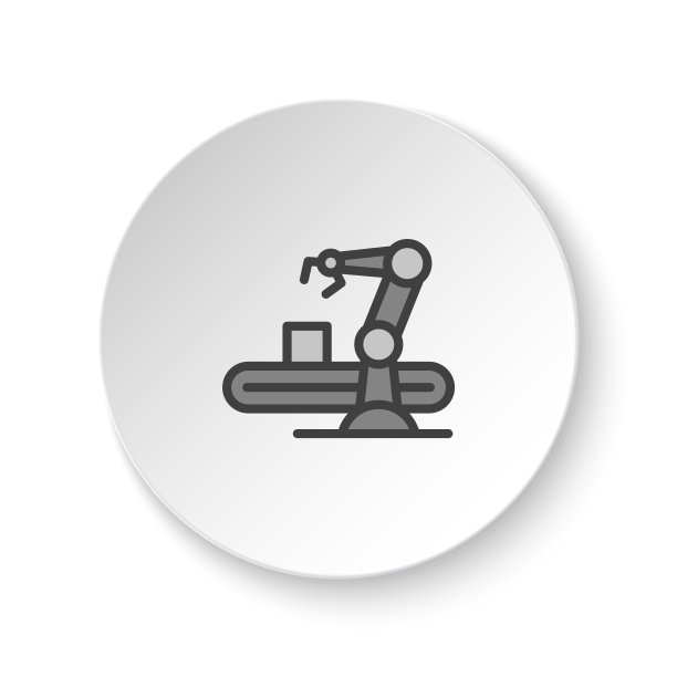 圆形按钮为网页图标，液压臂，工业臂。按钮横幅圆形，徽章界面的应用说明图片下载