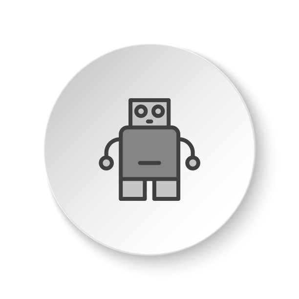 圆形按钮为网络图标，人工智能，仿生人。按钮横幅圆形，徽章界面的应用说明图片下载
