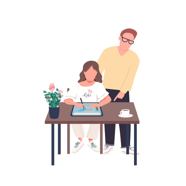 教师用美术学生平色向量无面孔图片下载