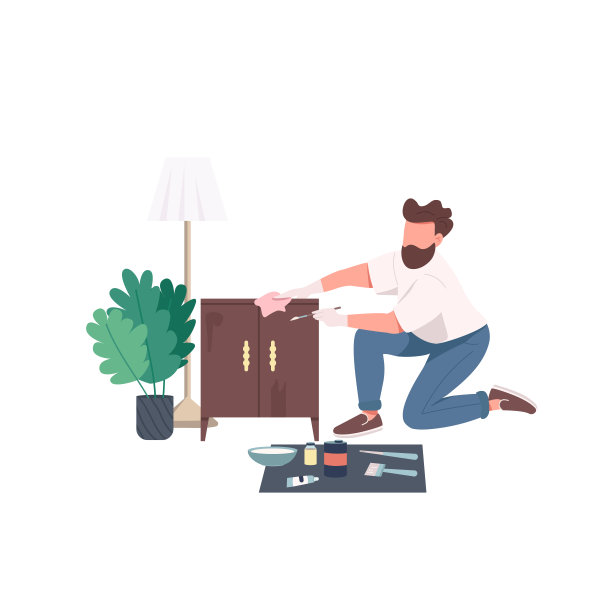 工匠平色向量无面字符图片下载