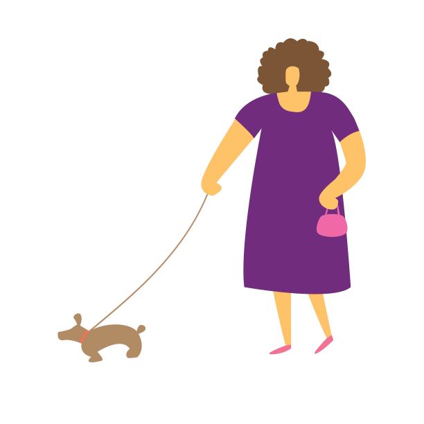 矢量图像。遛狗的女人。图片下载