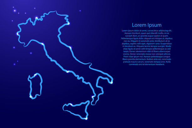 意大利地图从轮廓蓝笔刷线图片下载