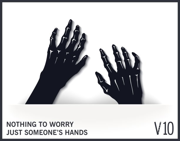 图形模板与神秘和可怕的手从狭缝。现代风格模型。矢量设计元素图片下载