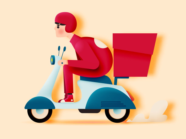 一个男人开着摩托车去做快递生意图片下载