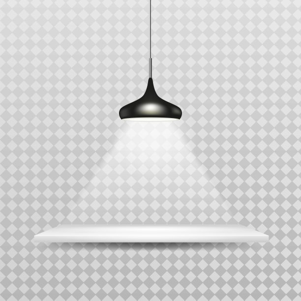 画廊内部有led射灯和架子，矢量图像图片下载