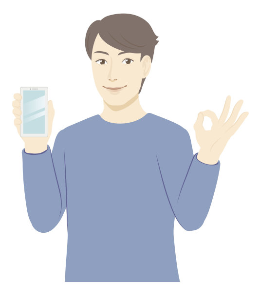 男人与手机OK手势插画图片下载